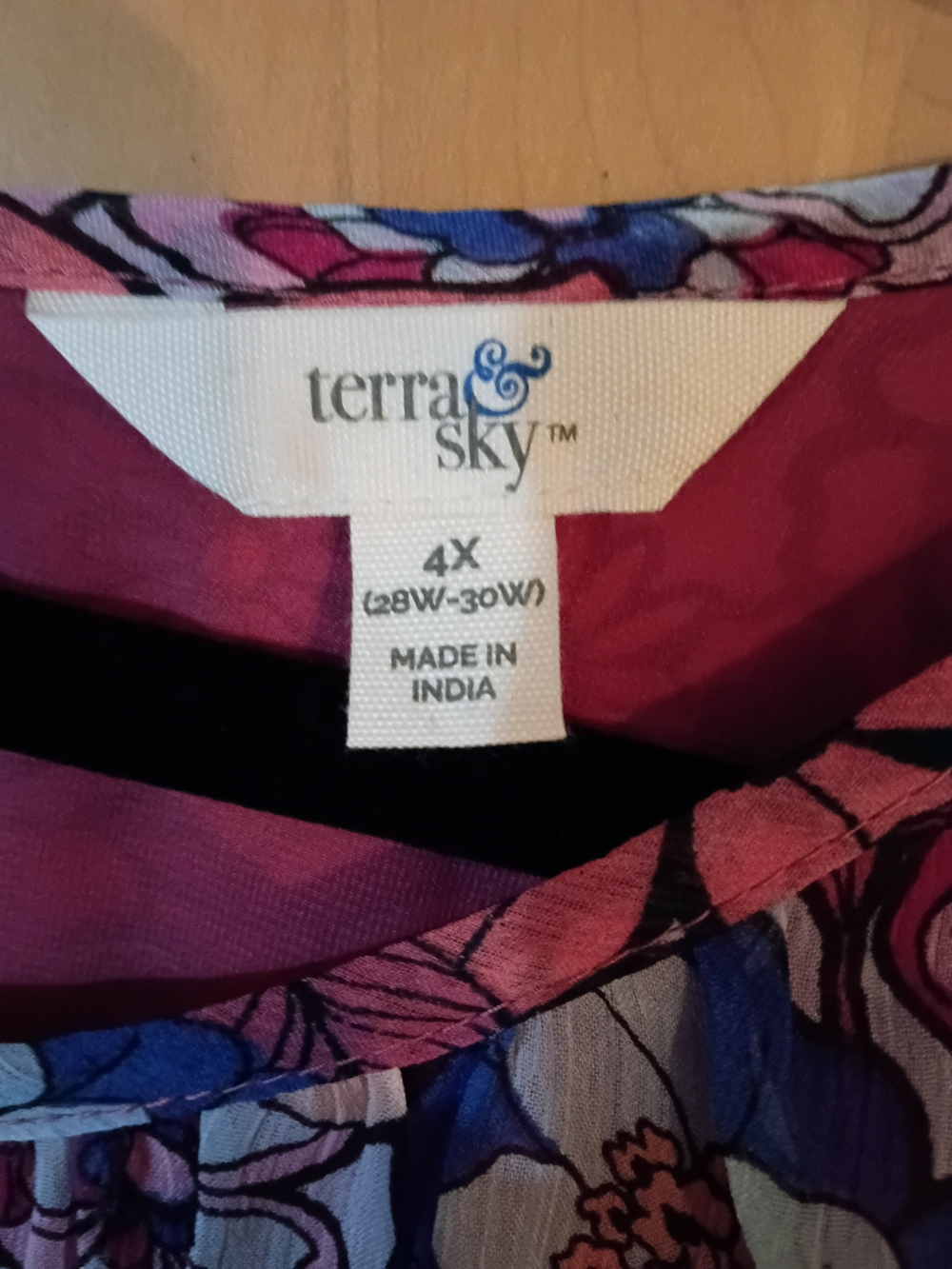 Terra & Sky Pink Floral Long-Sleeve Peasant Blouse 28w-30w Nwt - Picture 2 of 14